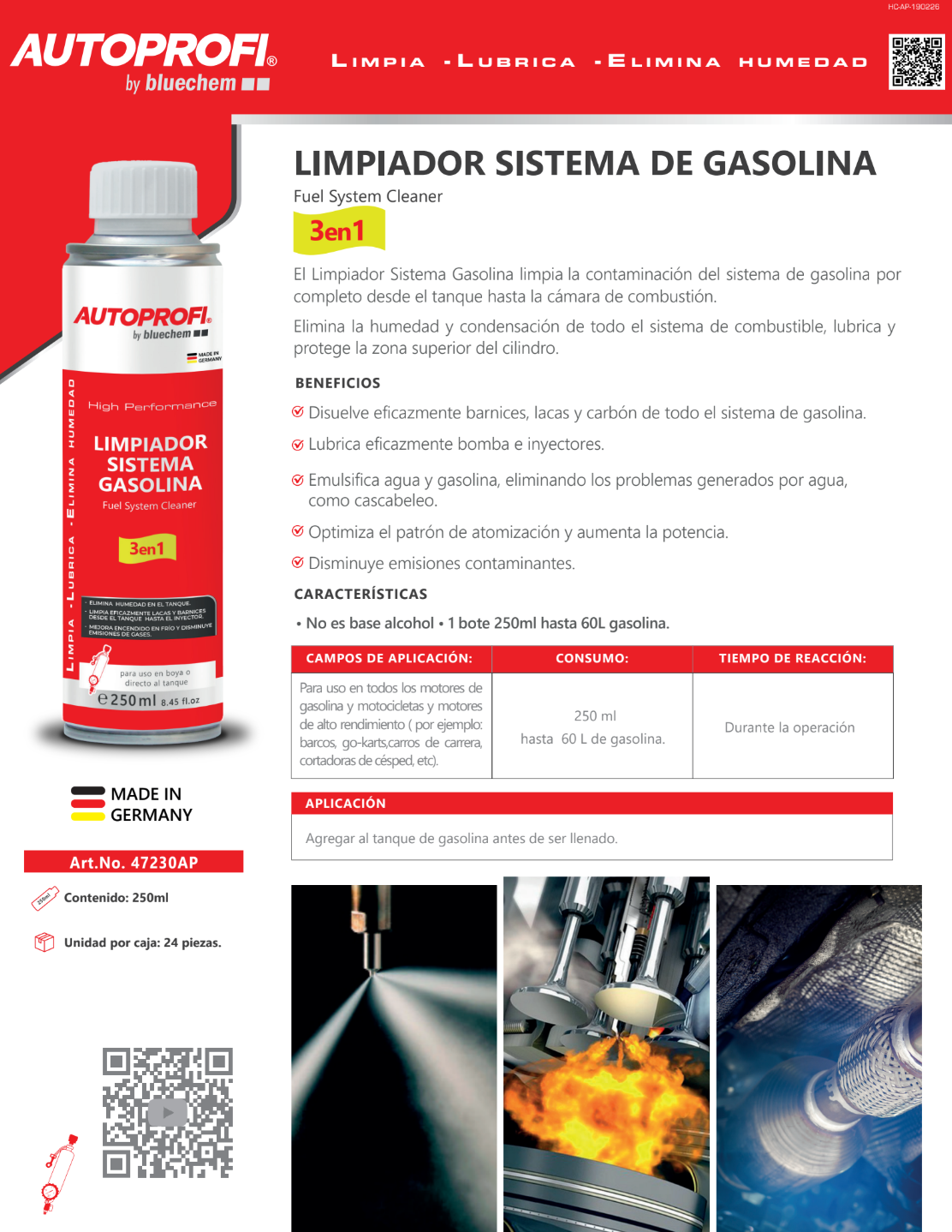 Limpiador Sistema de Gasolina (para boya o tanque)