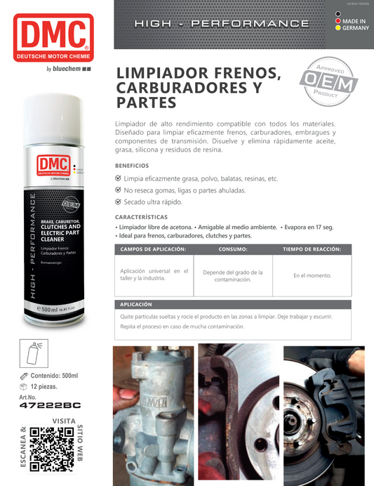 Limpiador de Frenos, Carburador y Partes "Sin Acetona" CARBUCLEAN